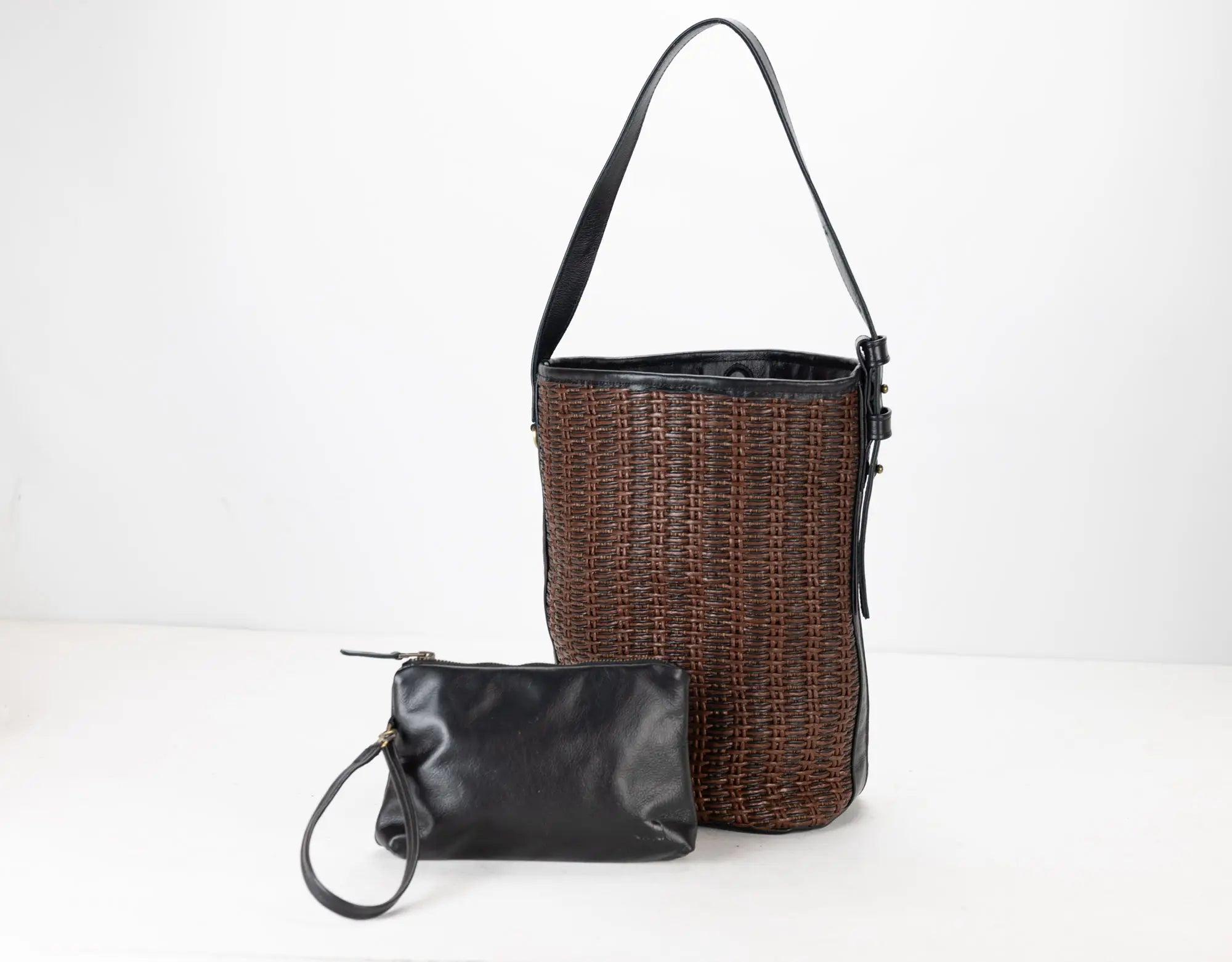 Lyda bag in leather & Raffia