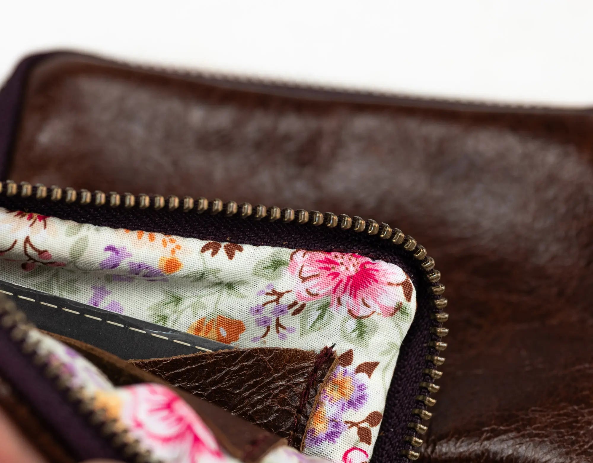 Dark brown small leather wallet