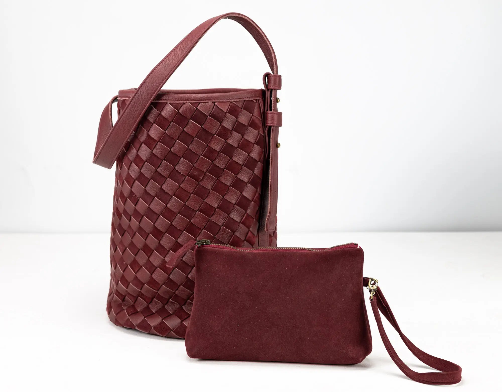 burgundy leather textured bag