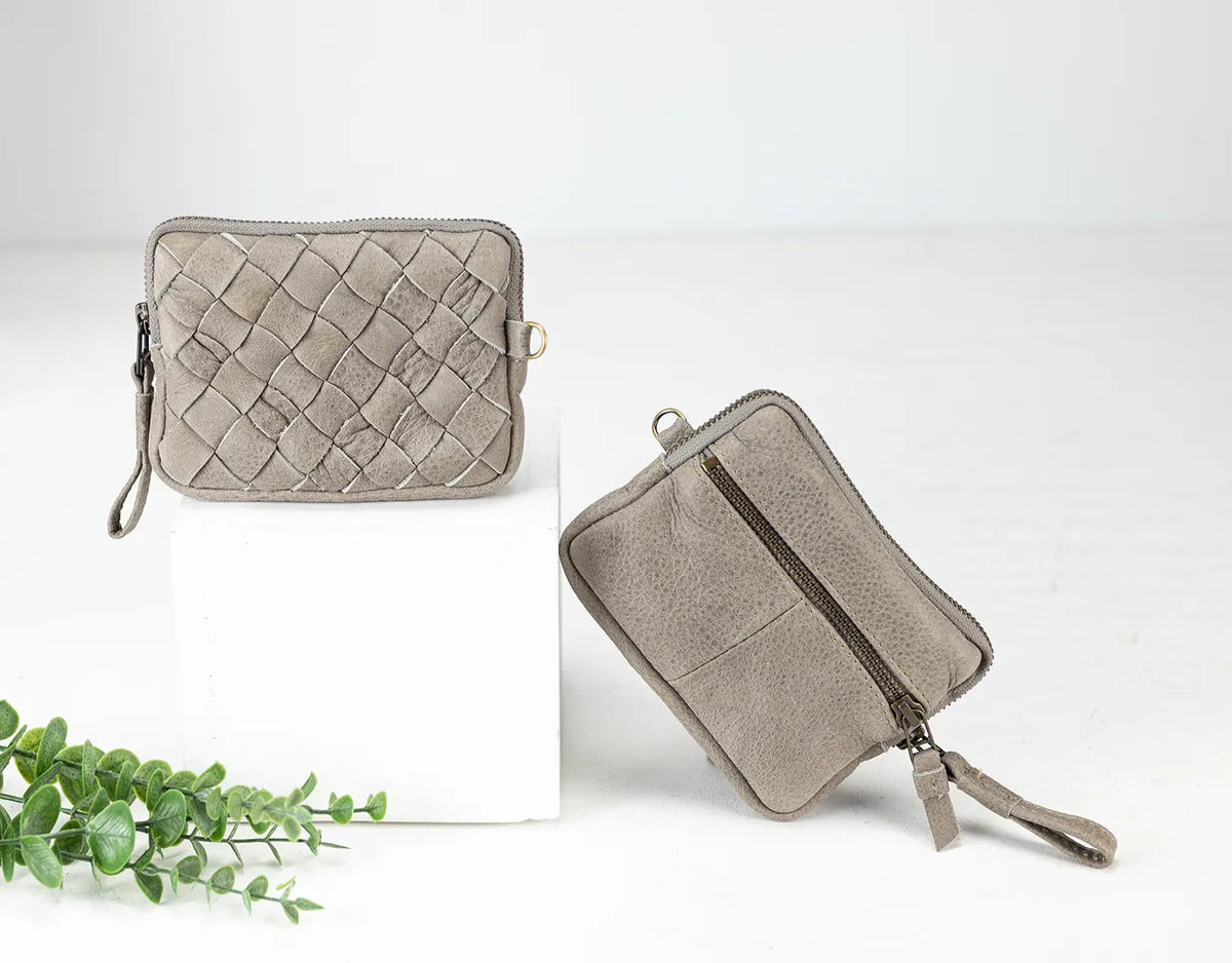 Antheia mini wallet - Grey leather