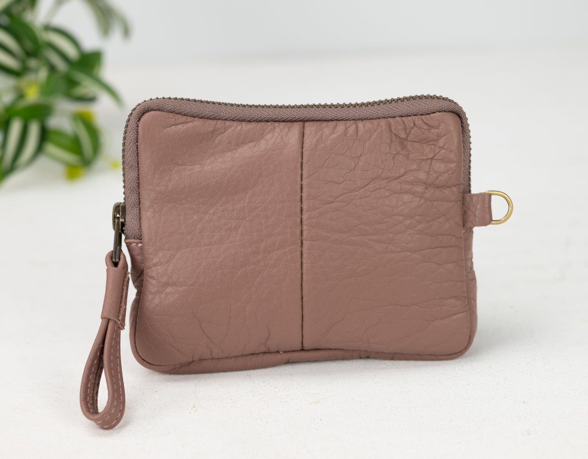 Antheia mini wallet - Old Rose leather