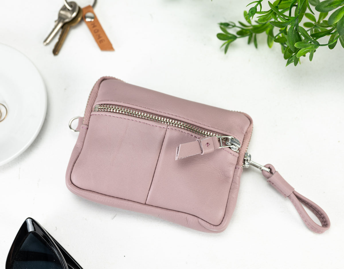 Antheia mini wallet - Sandy Pink leather