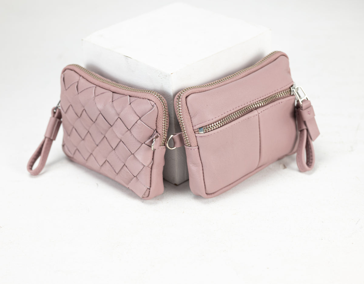 Antheia mini wallet - Sandy Pink leather