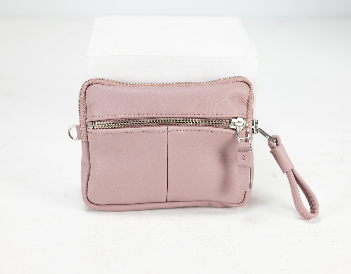 Antheia mini wallet - Sandy Pink leather