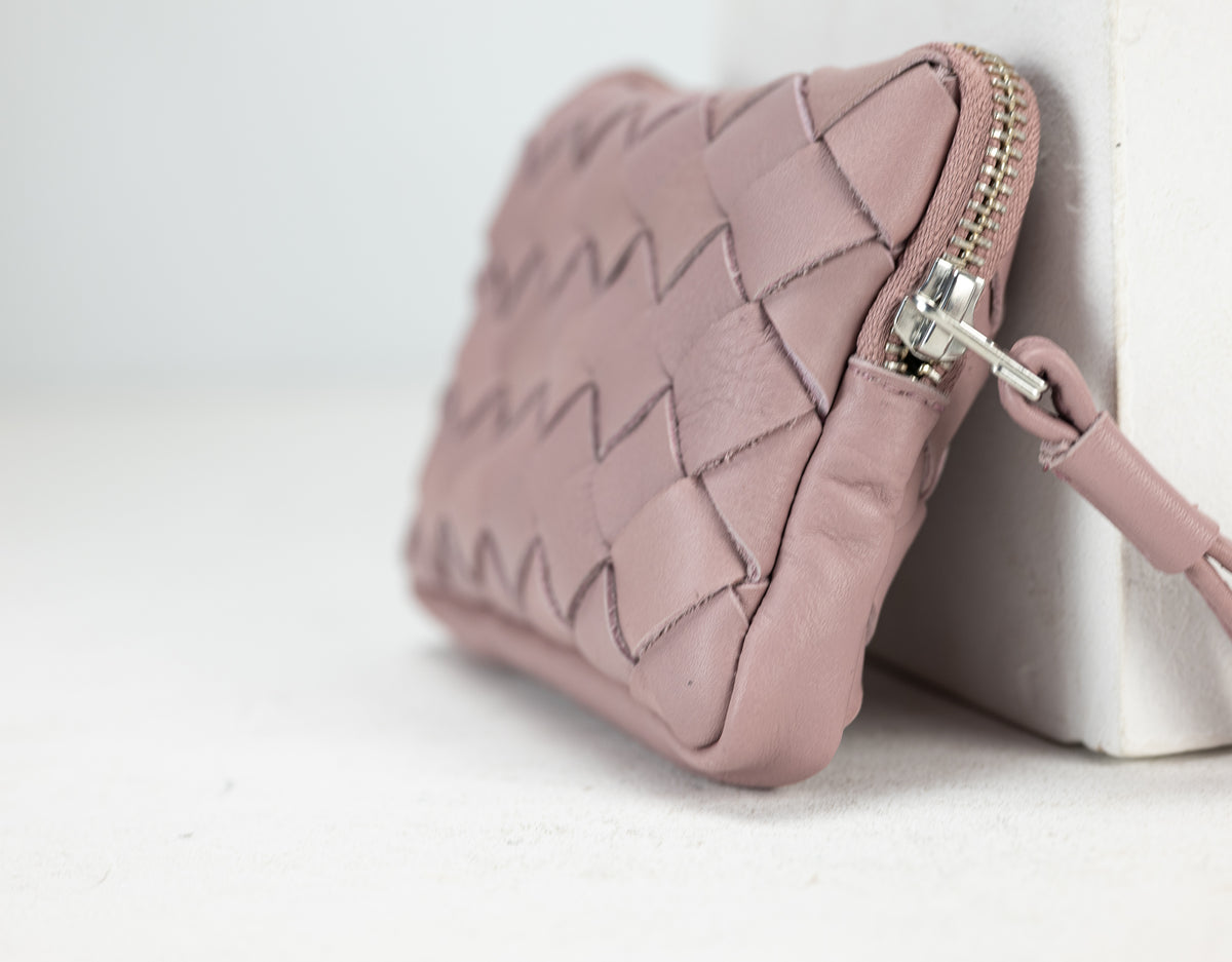 Antheia mini wallet - Sandy Pink leather