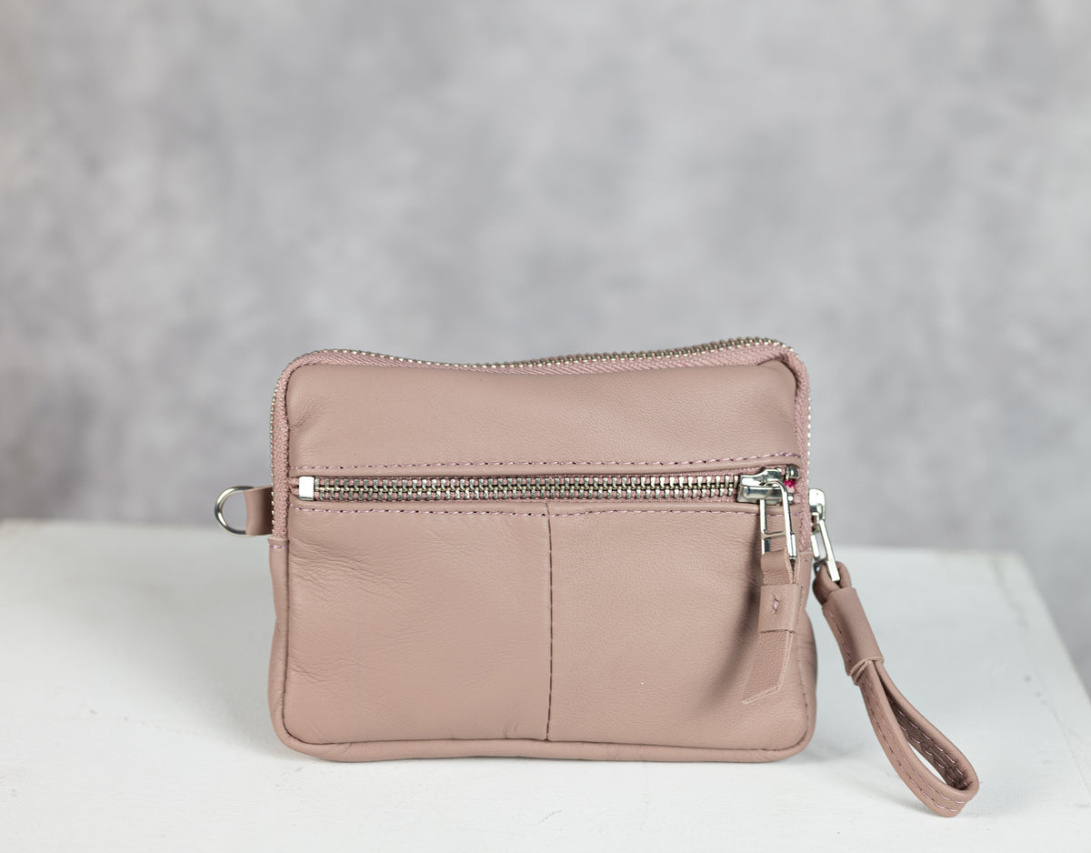 Antheia mini wallet - Beige pink sheepskin