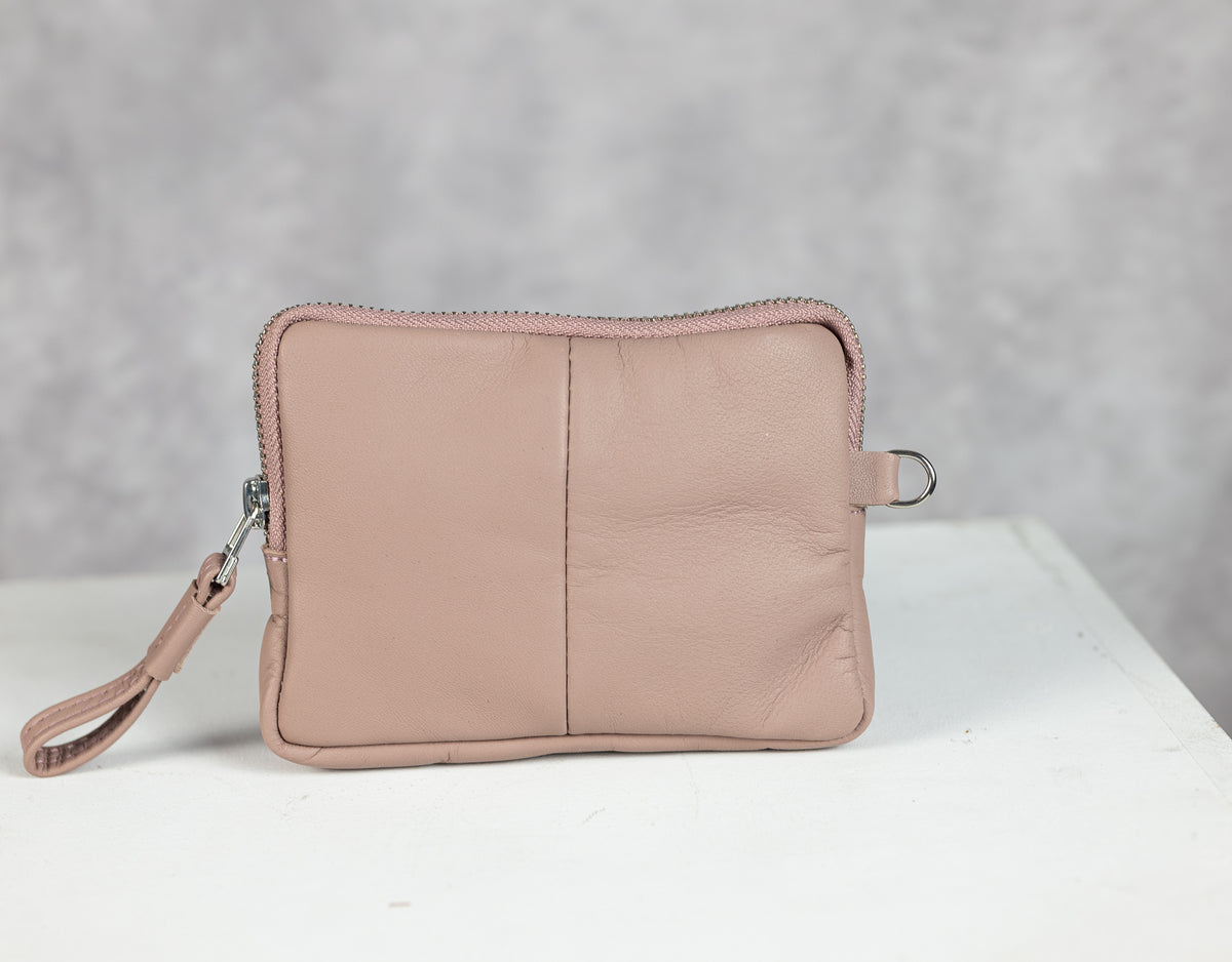 Antheia mini wallet - Beige pink sheepskin