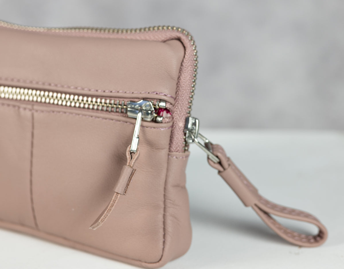 Antheia mini wallet - Beige pink sheepskin