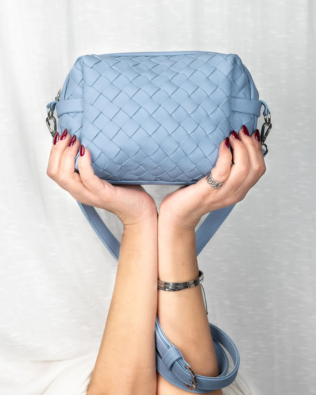 Calliope bag - Handwoven blue leather