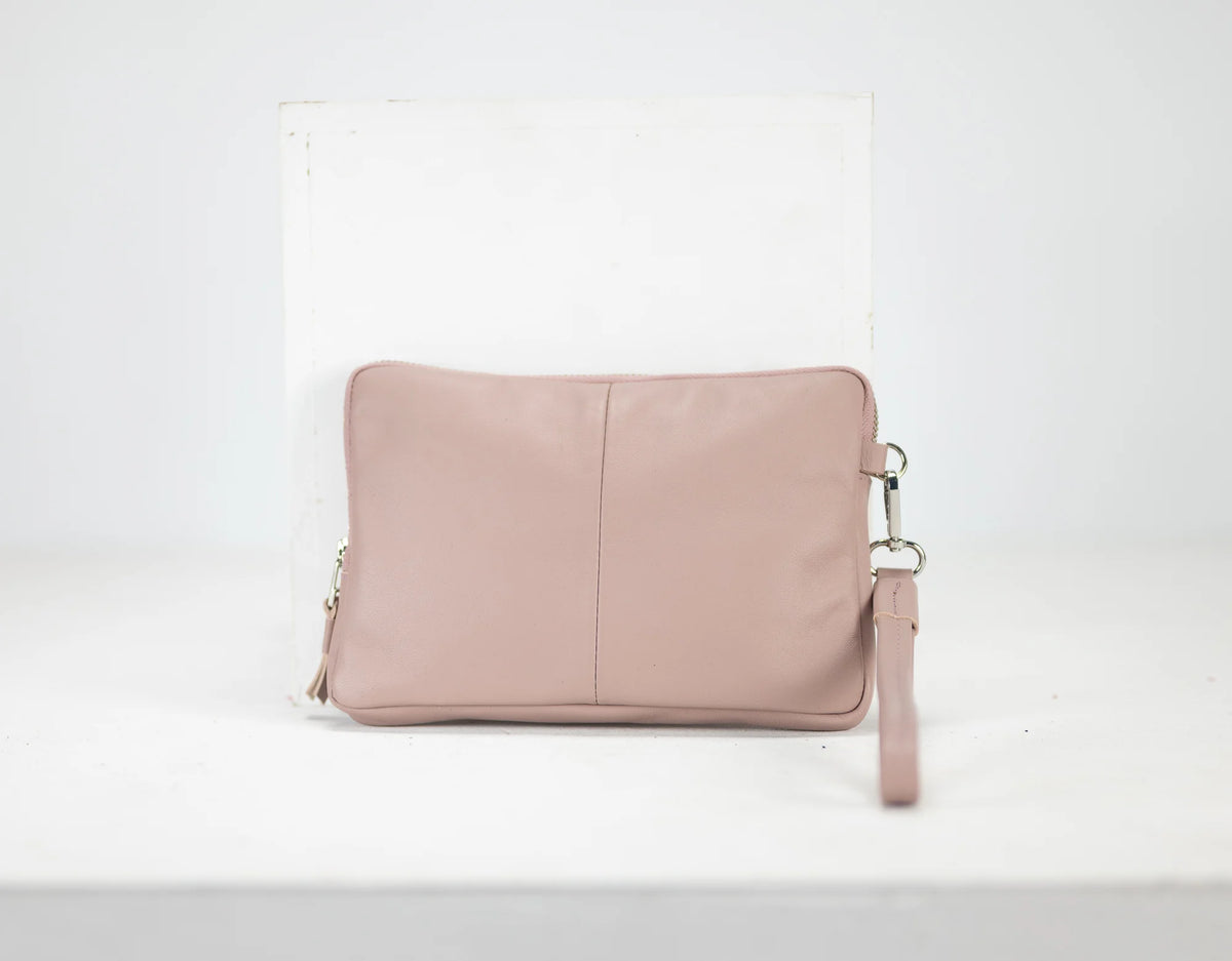 Antheia clutch wallet - Beige pink sheepskin