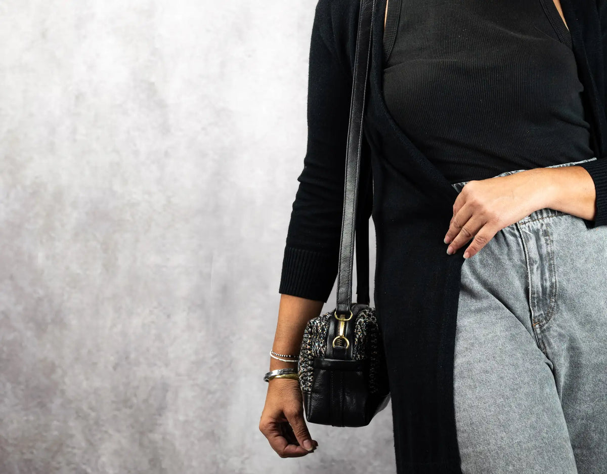 Calliope bag - Leather and Black wool