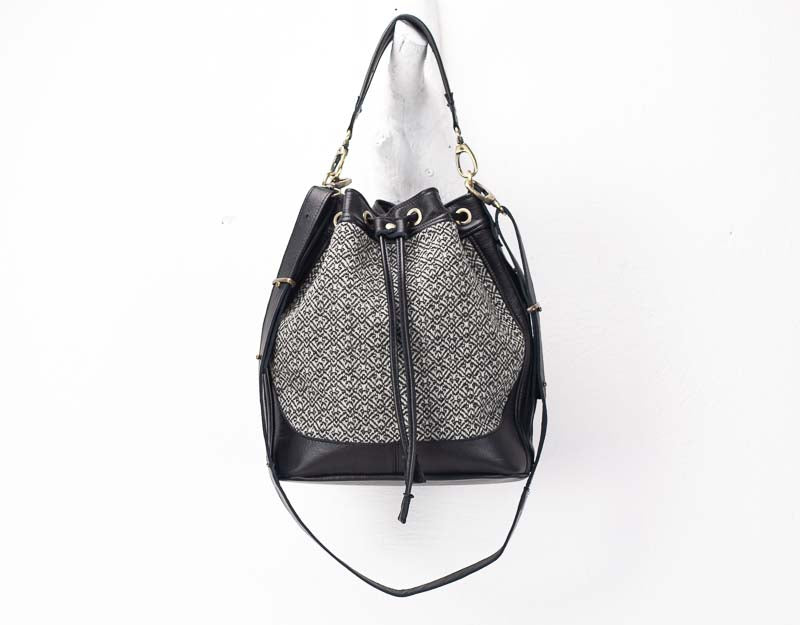 Danae bag - Black leather and wool