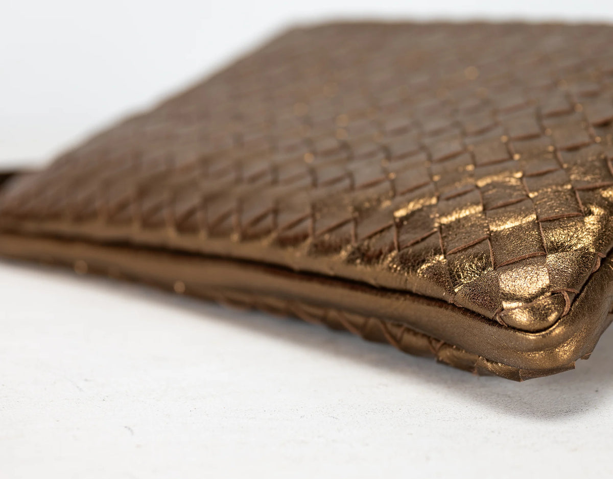 Athena Tablet Clutch - Brass leather