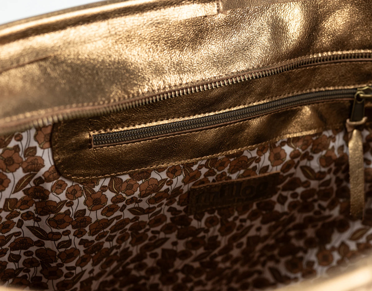 Τσάντα tote Calisto - Μπρονζέ πλεκτό δέρμα