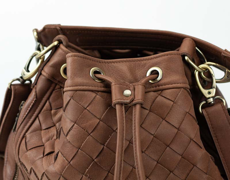 Danae bag - Chocolate Brown handwoven leather