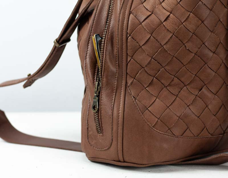 Danae bag - Chocolate Brown handwoven leather
