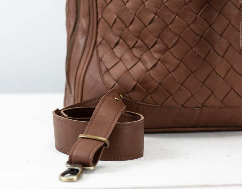 Danae bag - Chocolate Brown handwoven leather