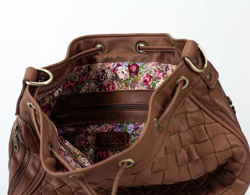 Danae bag - Chocolate Brown handwoven leather