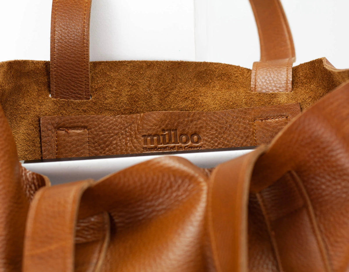 Τσάντα tote Calisto - Καφέ δέρμα