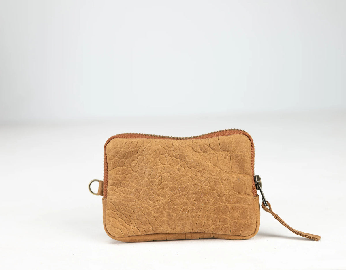 Myrto wallet - Brown leather with snakeskin print