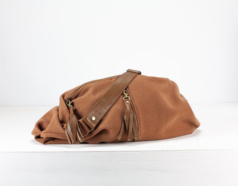 Kallia crossbody bag - Brown wool and leather - milloobags