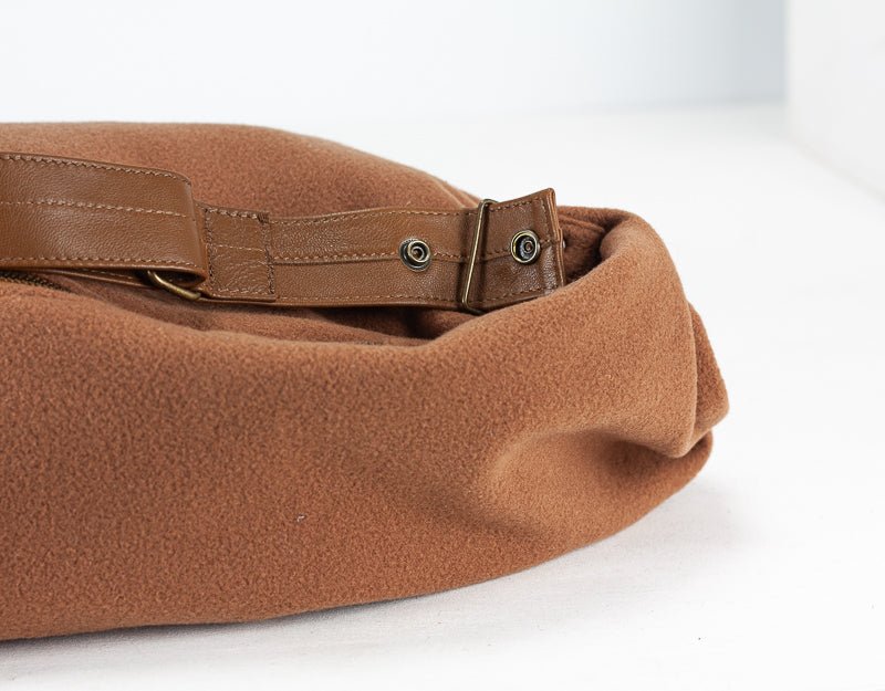 Kallia crossbody bag - Brown wool and leather - milloobags