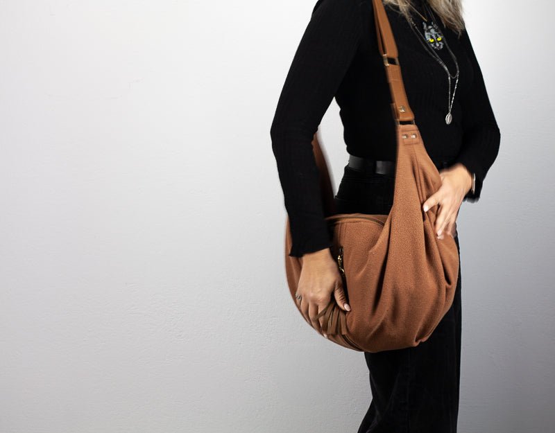 Kallia crossbody bag - Brown wool and leather - milloobags