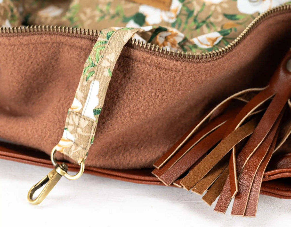 Kallia mini bag - Beige wool and brown leather