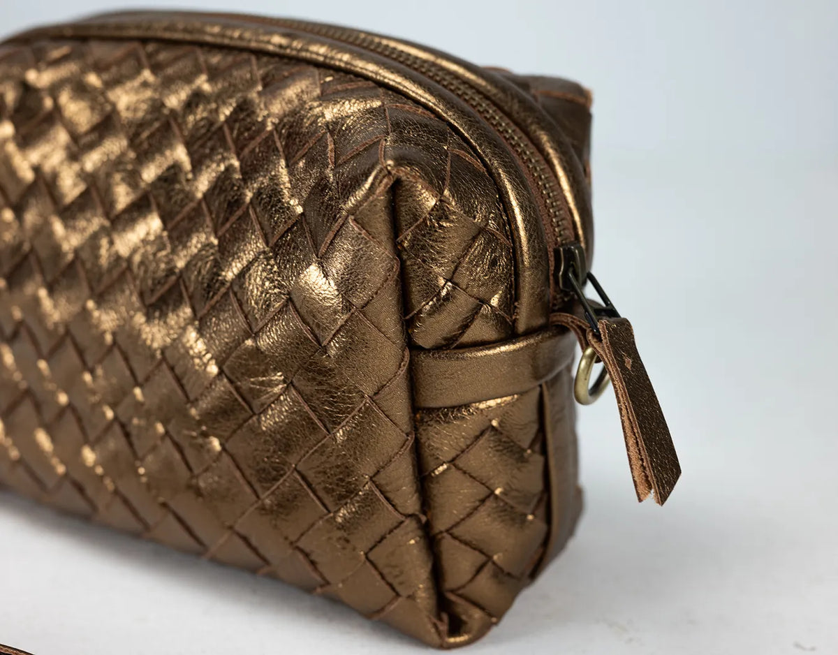 Calliope bag - Handwoven gold coated leather