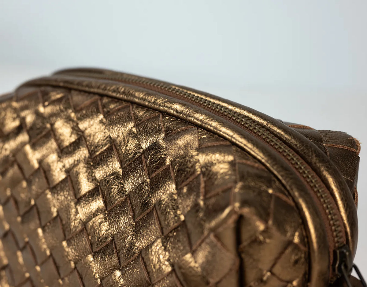 Calliope bag - Handwoven gold coated leather