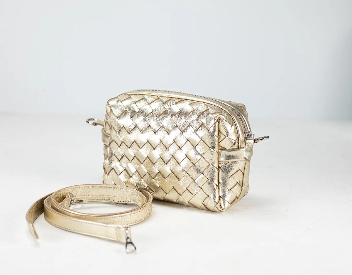 Calliope bag - Handwoven gold coated leather