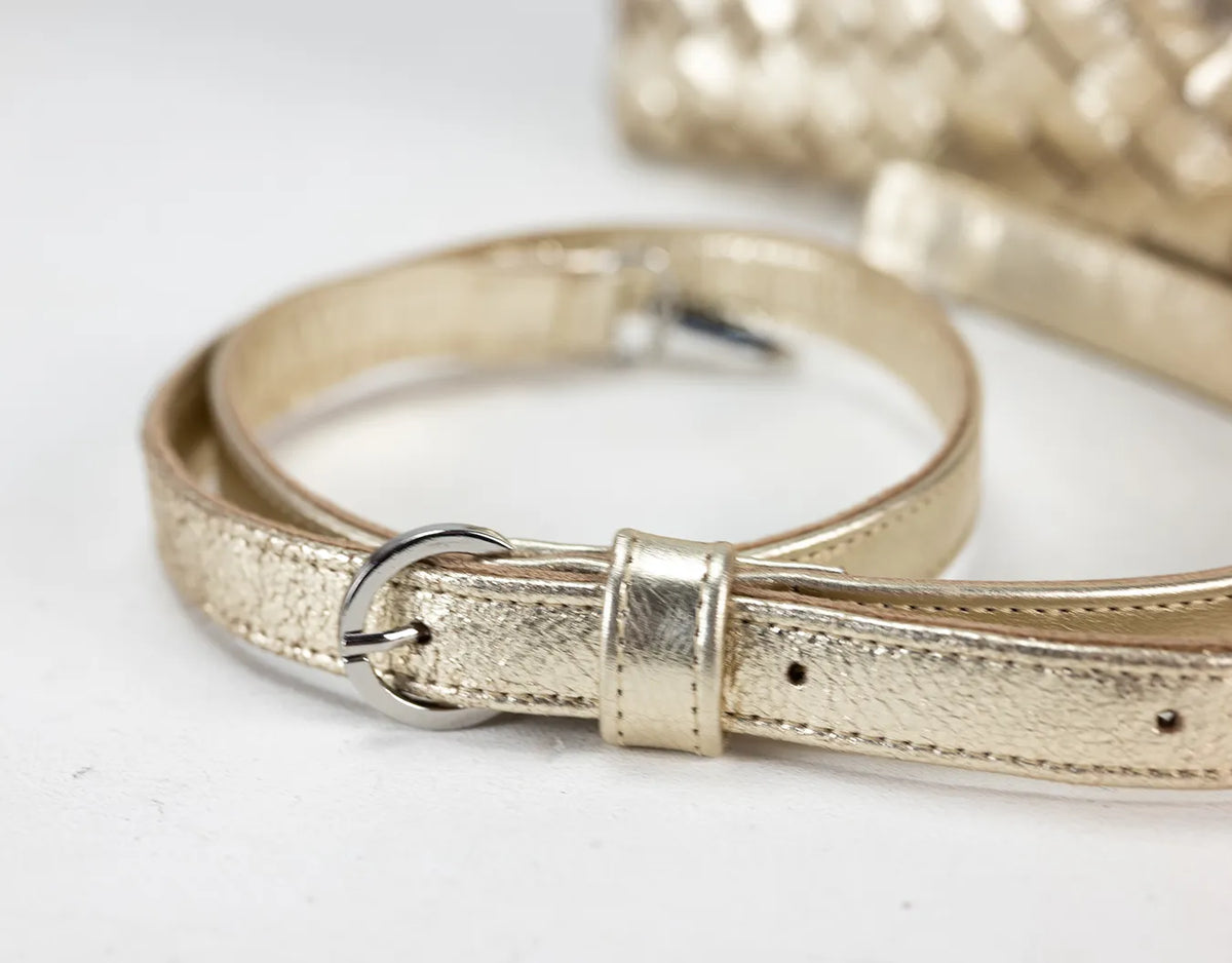 Calliope bag - Handwoven gold coated leather