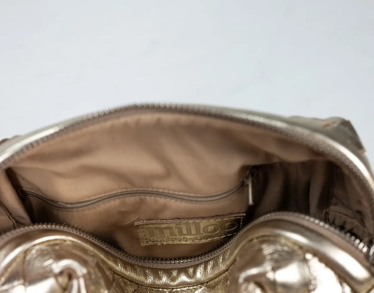 Calliope bag - Handwoven gold coated leather