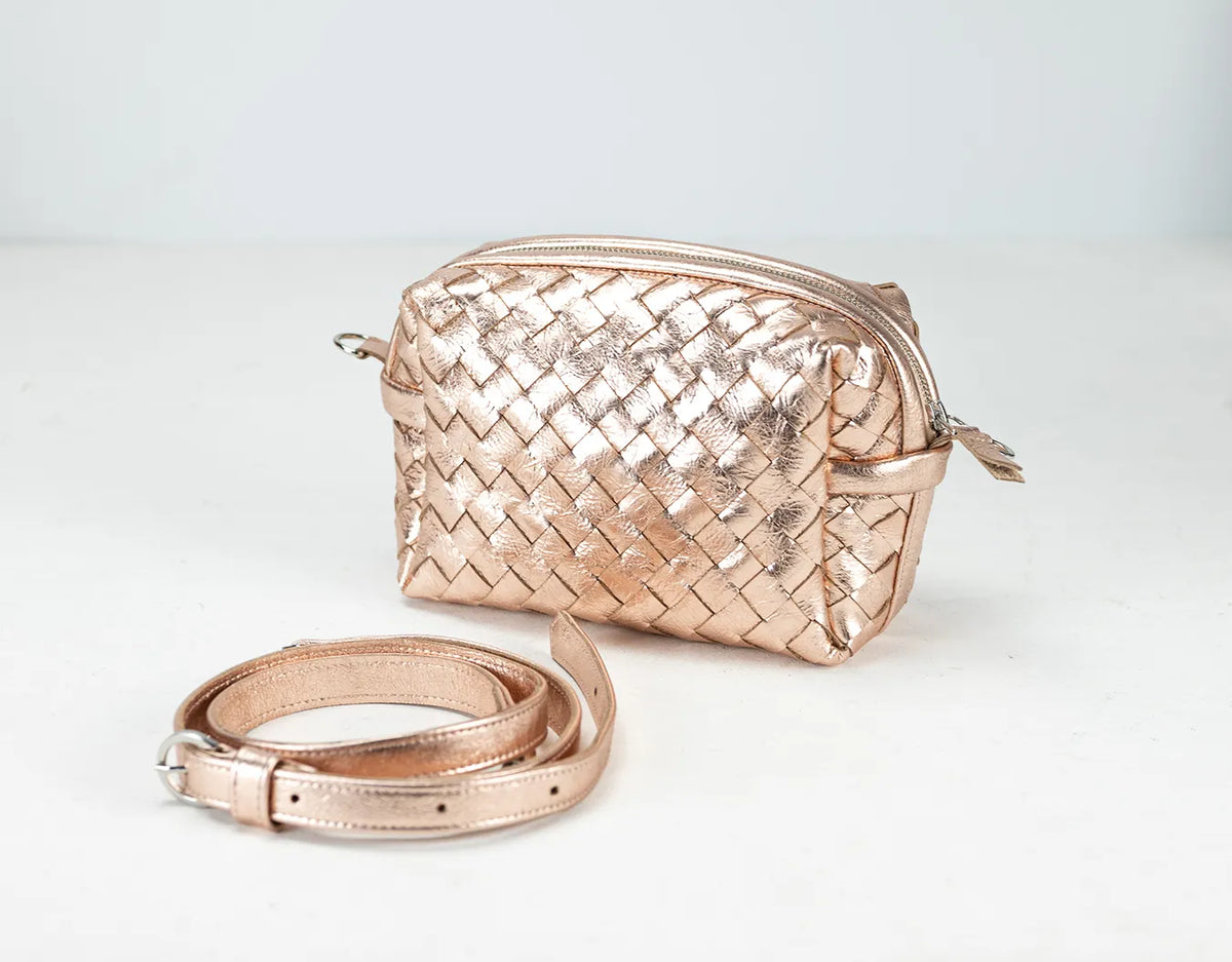 Calliope bag - Handwoven gold coated leather