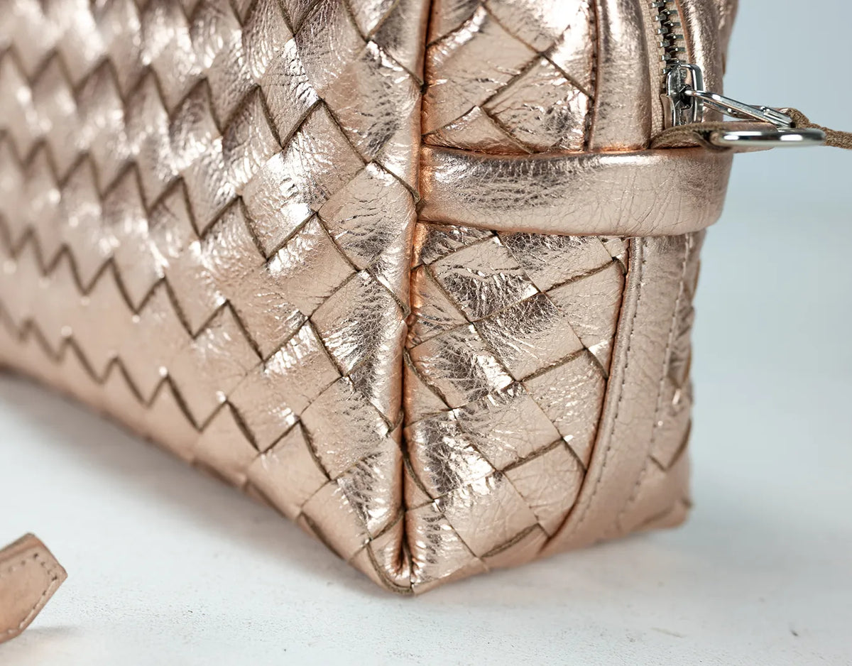 Calliope bag - Handwoven gold coated leather