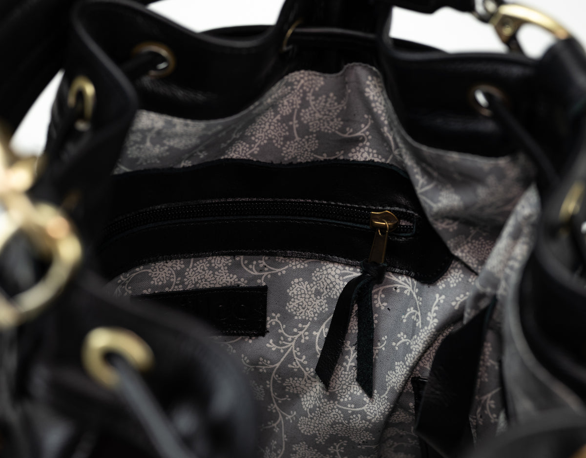 Danae bag - Black handwoven leather