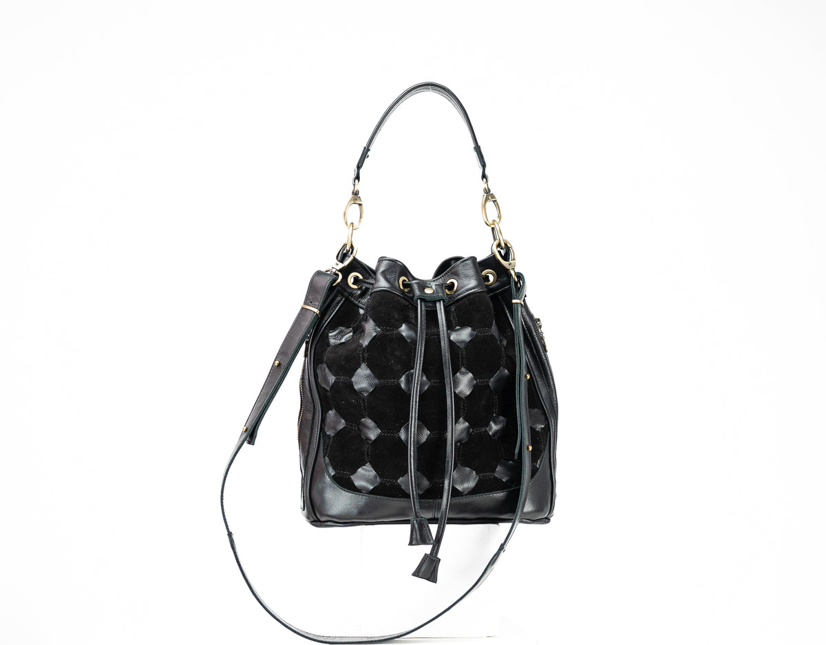 Danae bag - Black handwoven leather