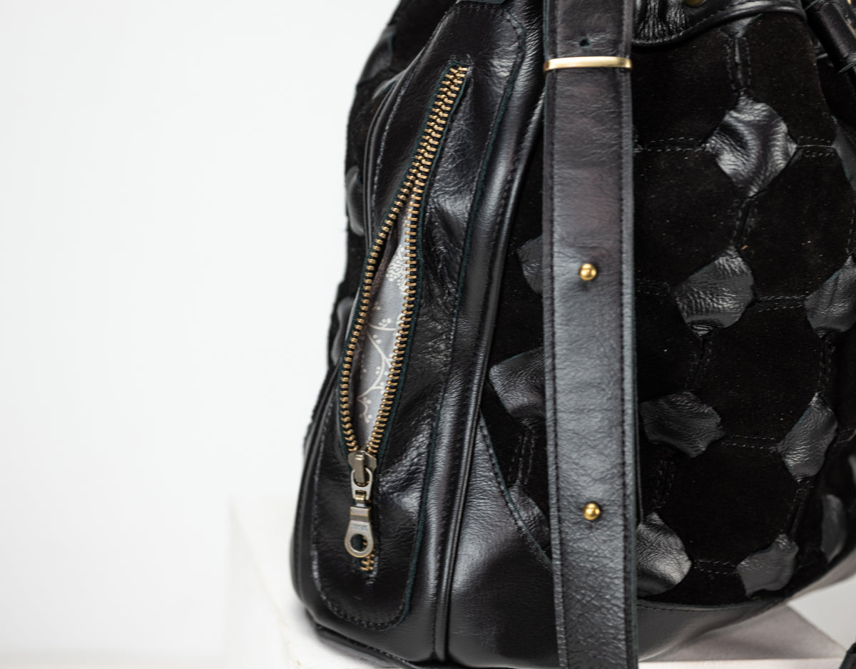 Danae bag - Black handwoven leather