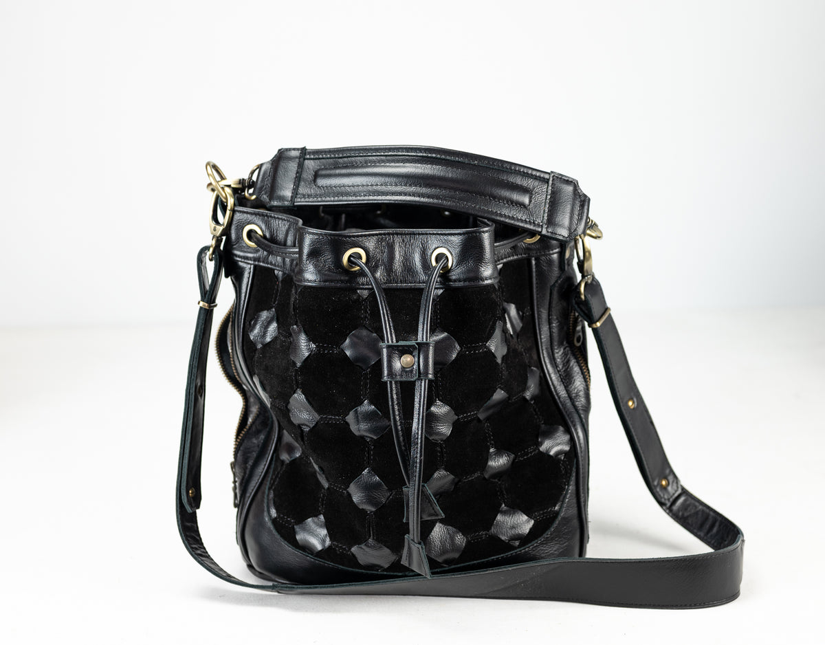 Danae bag - Black handwoven leather