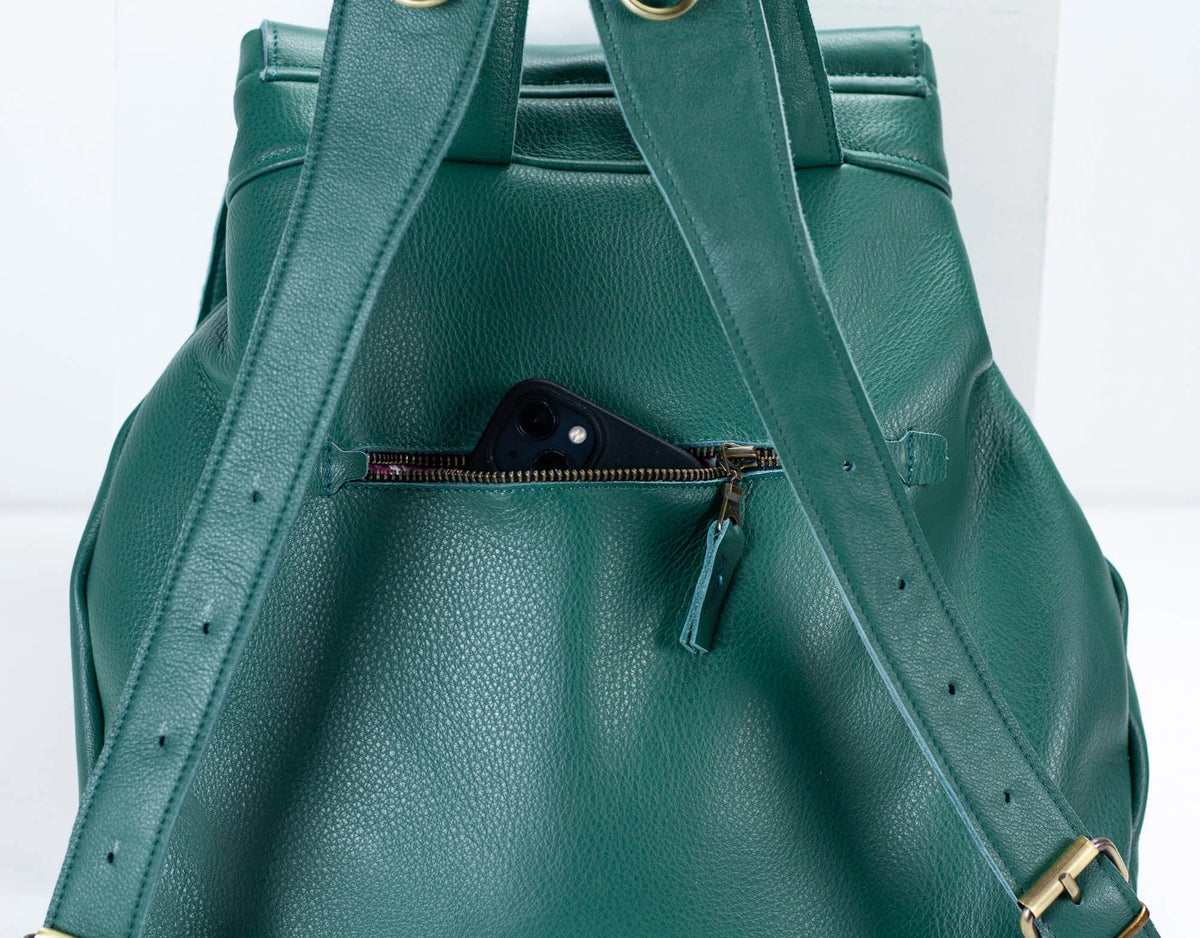 Artemis backpack - Petrol green leather