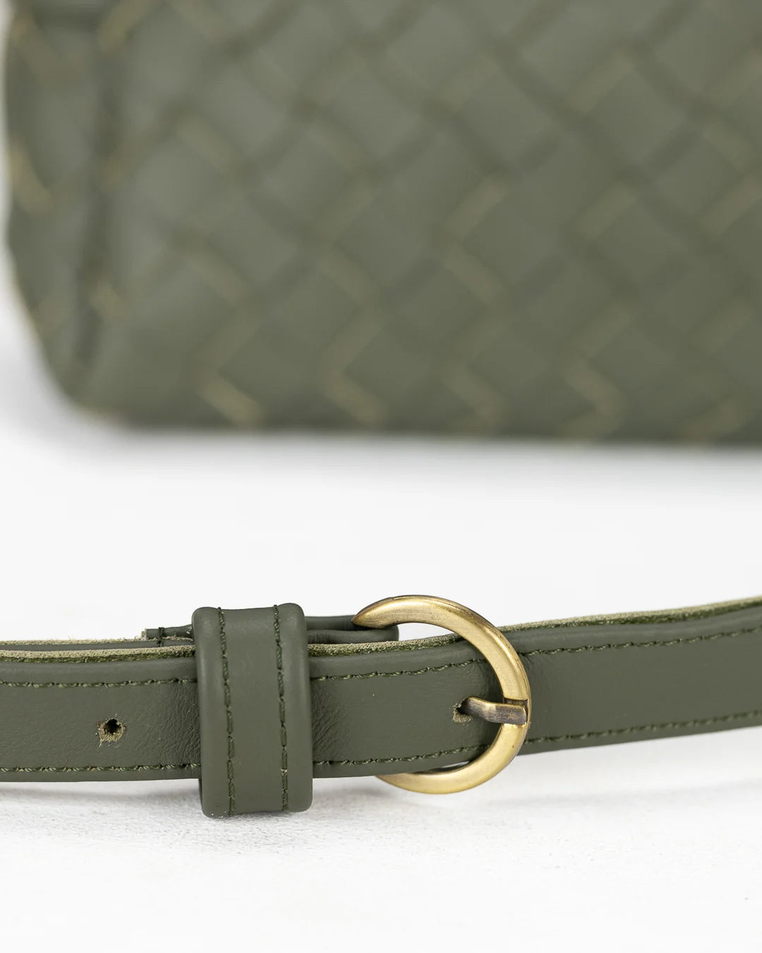 Calliope bag - Handwoven olive green leather