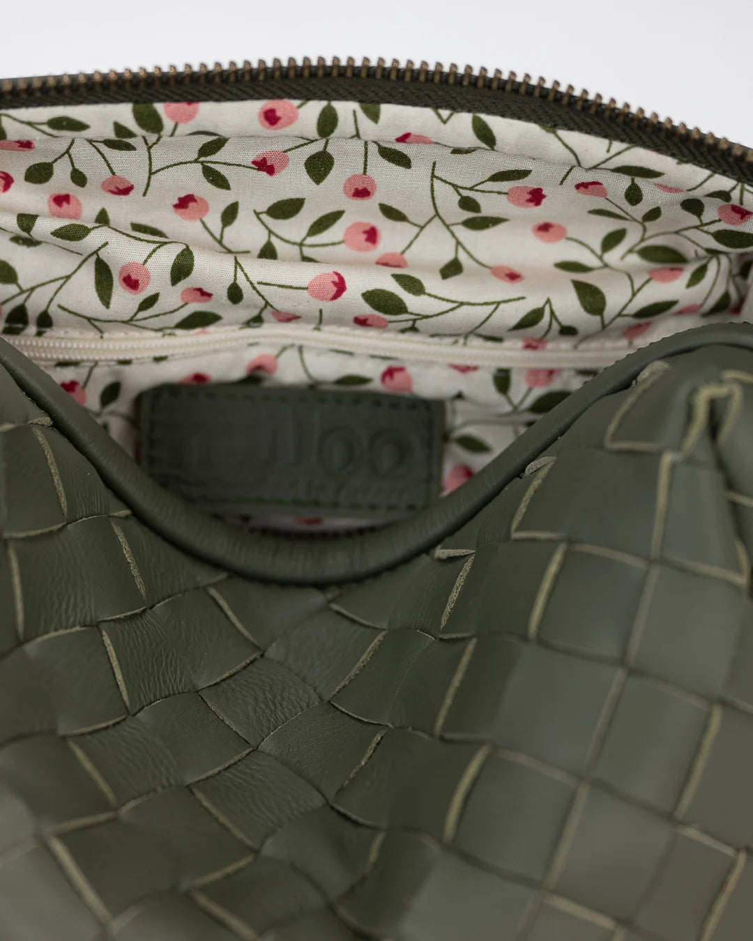 Calliope bag - Handwoven olive green leather