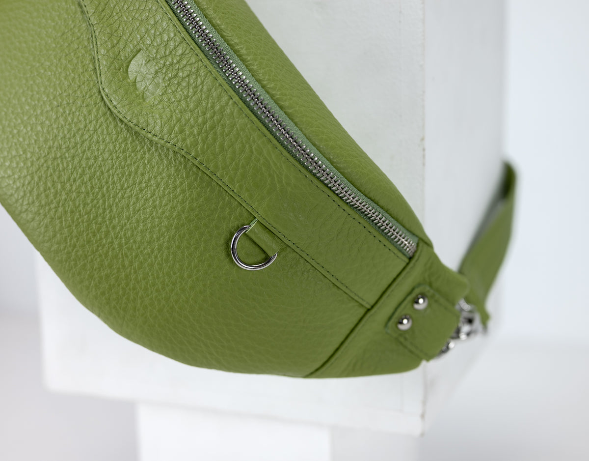 Haris fanny pack - Lime green pebbled leather