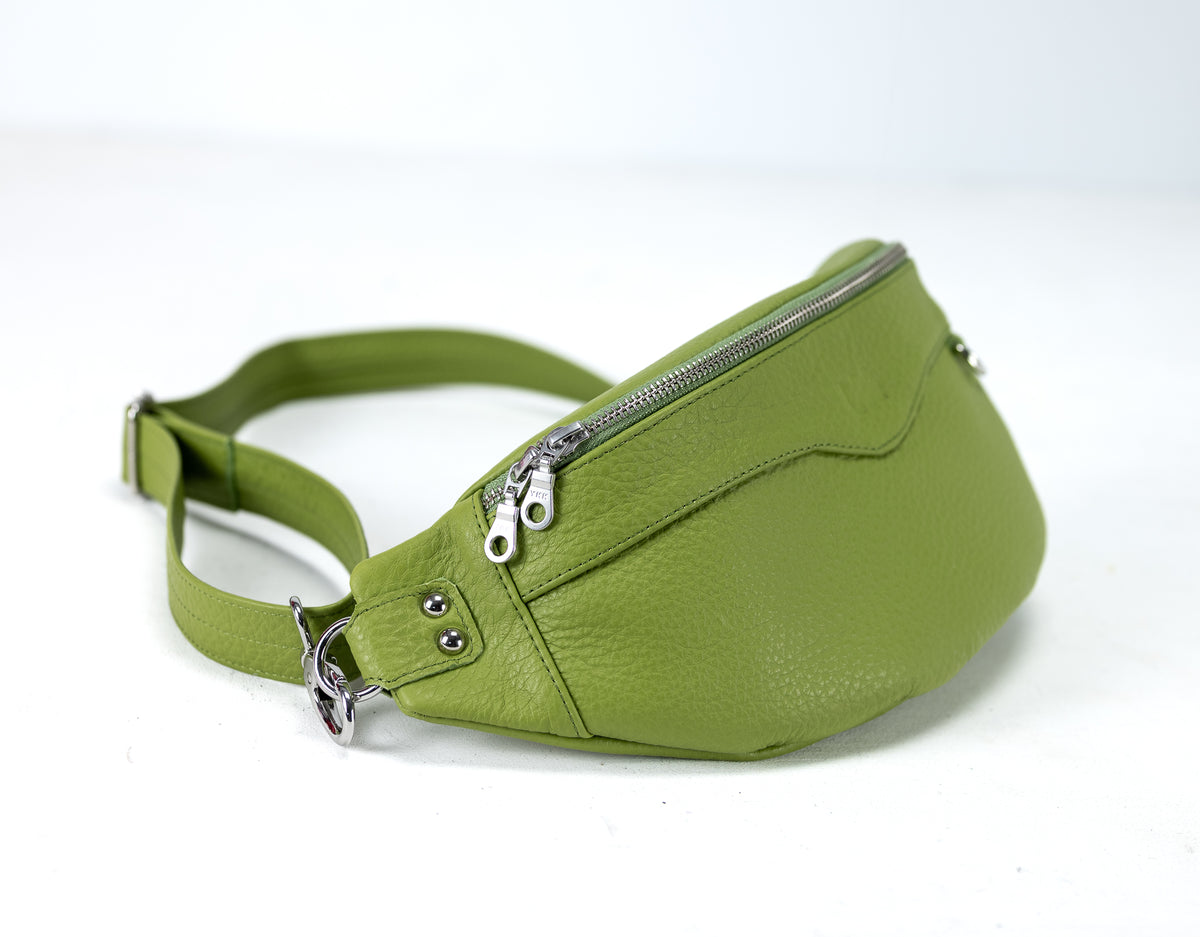 Haris fanny pack - Lime green pebbled leather