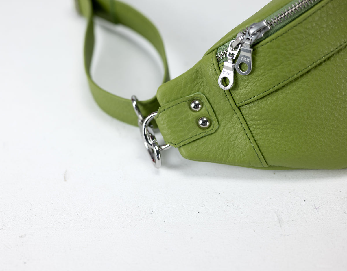 Haris fanny pack - Lime green pebbled leather
