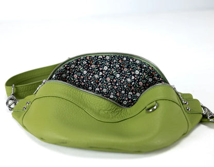 Lime green leather belt bag