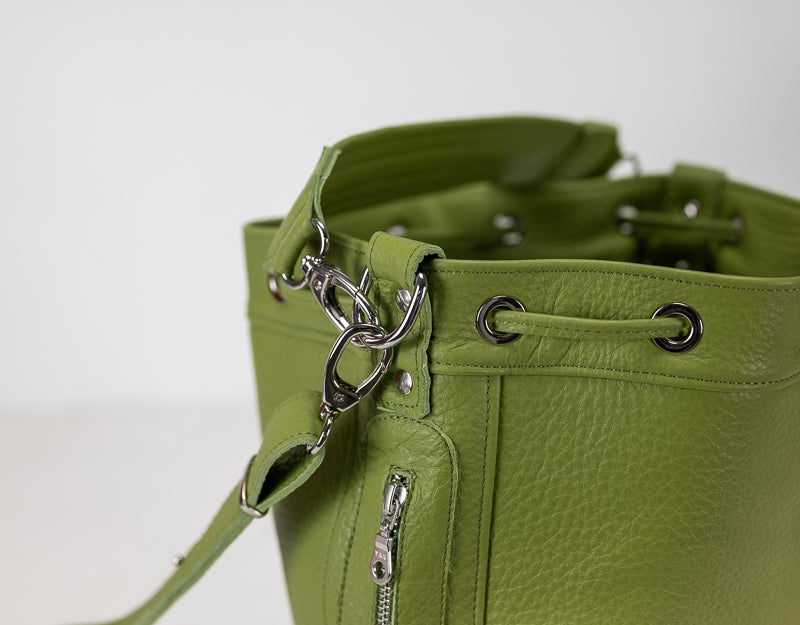 Danae bag - Lime green pebbled leather