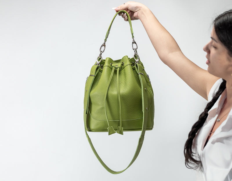 Danae bag - Lime green pebbled leather