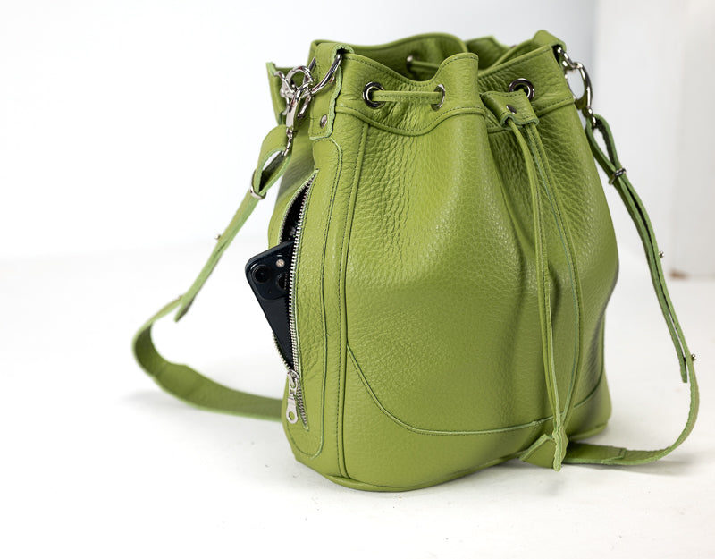 Danae bag - Lime green pebbled leather