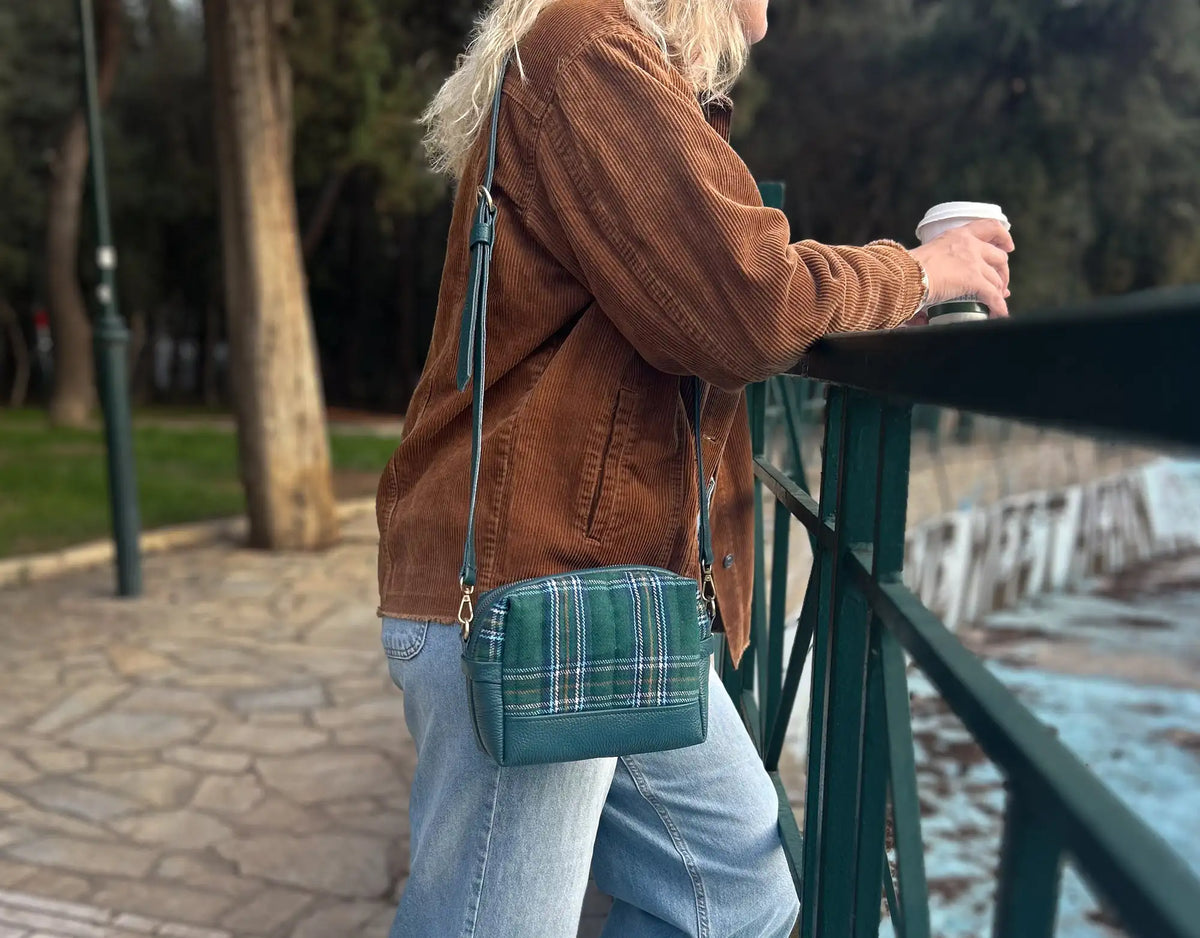 Calliope bag - Leather and Green wool